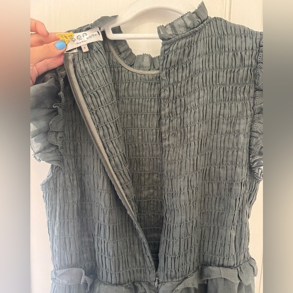 Sea New York Green Smocked Too Ruffle Sleeves Midi Dress size 6 - Picture 6 of 7